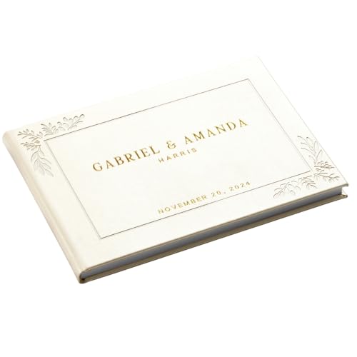 Personalized Hardcover Wedding Guestbook (White) | Elegant Wedding Keepsake Design, Premium Hardcover Construction, Smooth Lined Writing Pages, Perfect for Cherished Messages - color: White