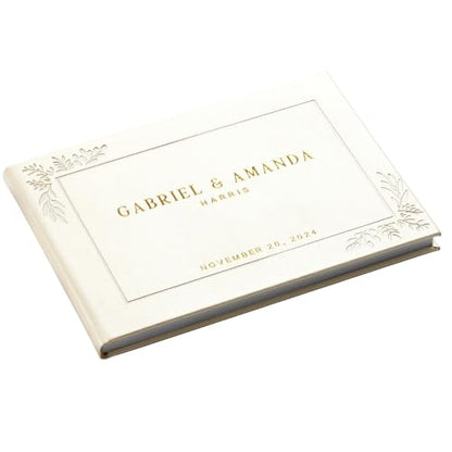 Personalized Hardcover Wedding Guestbook (White) | Elegant Wedding Keepsake Design, Premium Hardcover Construction, Smooth Lined Writing Pages, Perfect for Cherished Messages - color: White