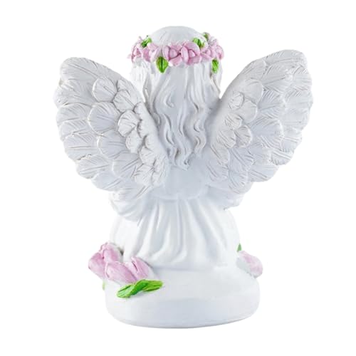 Guardian Angel Statue Angels Figurines with Pink Tulips | Resin Cherub Statue, Outdoor Statues For Garden, Sympathy Guardian Angel Gift, Angel Gifts For Women, Yard Statues - color: Tulip