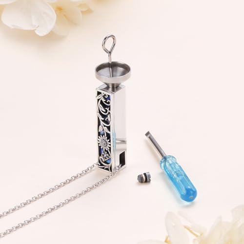 925 Sterling Silver Urn Necklaces for Women Claddagh/Angel Wings/Guitar/Butterfly/Tree of Life Ashes Memorial for Loss Keepsake Jewelry Present Easter Day of the Dead - style: Sunflower