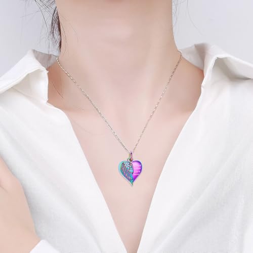 Imrsanl Heart Cremation Urn Necklace Pendant for Human Ashes - A Piece of My Heart Lives in Heaven Memorial Keepsakes Cremation Jewelry - color: Locket-Colorful