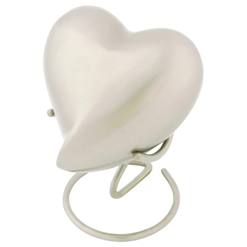 Pewterglow Heart Keepsake Cremation Urn for Ashes, Brass, Silver Urn, Keepsake Sized Cremation Urn, 3 Inches Wide - color: Pewterglow Heart