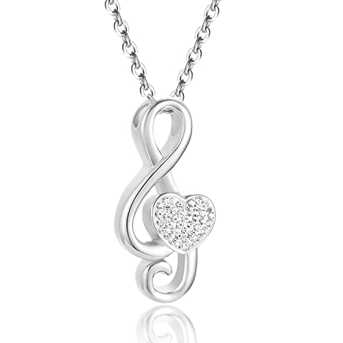 Music Note Urn Ashes Pendant Rhinestones Memorial Keepsake Jewelry Ash Keepsake Holder Memorial Jewelry for Women - color: Silver