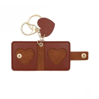 ARFUKA PU Leather Mini Photo Keychain Easy-Open Pocket Album Keyring & Bag Charm Holds 2 Photos