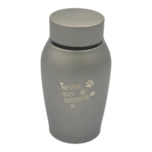 Pet Cremation Urn Engraved Stainless Steel | for Small Pets up to 20 Pounds | Gray | Beautiful Memorial for Dogs, Cats, Birds, Rabbits, Horses, and More - color: Gray - Never Say Goodbye, size: Small
