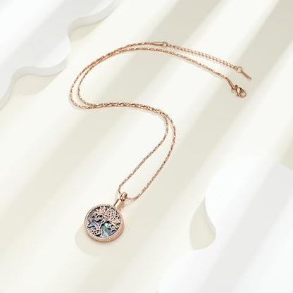 Tree of Life Teardrop Urn Necklace for Ashes Teardrop Crystal Cremation Jewelry Celtic knot Ashes Pendant Stainless Steel Keepsake Memorial Jewelry for Women Men - color: B-Rosegold