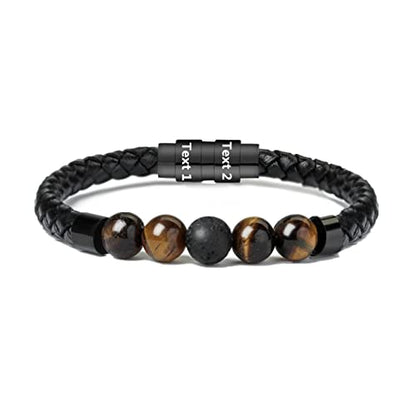 shajwo Cremation Jewelry Lava Stone Urn Bracelet for Ashes for Women Men Chakra Healing Balancing Genuine Leather Memorial Bracelets - color: Customize