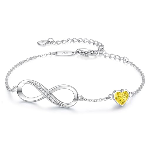 CDE 925 Sterling Silver Infinity Birthstone Bracelet Jewelry Gift for Women | Hypoallergenic,Non Tarnish,Heart CZ,Nickel-Free & Lead-Free,Anniversary Christmas Birthday Idea Gifts for Wife Girlfriend Her - color: 11-Nov.