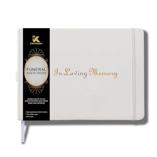 Tiankool Funeral Guest Book for Memorial Service - in Loving Memory Guest Book for Funeral Sign in - Celebration of Life Guest Book for Funeral Guest Registry-134 Pages,10" x 7",Hardcover,White - color: White