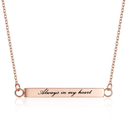 Horizontal Bar Urn Necklace For Ashes For Women | stainless steel , double ashes holder , engravable ,memorial jewelry,cremation pendant - color: RG-Always in my heart