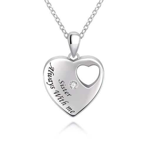 BEILIN 925 Sterling Silver Urn Necklace for Ashes for Women Keepsake Memorial Heart Cremation Jewelry for Ashes - style: Sister