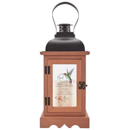 Let's Make Memories Personalized Memorial Lantern - Sympathy - Condolences - in Memory - LED Candle - Automatic Timer - Wood/Metal - Heartfelt Memories - style: Heartfelt Memories