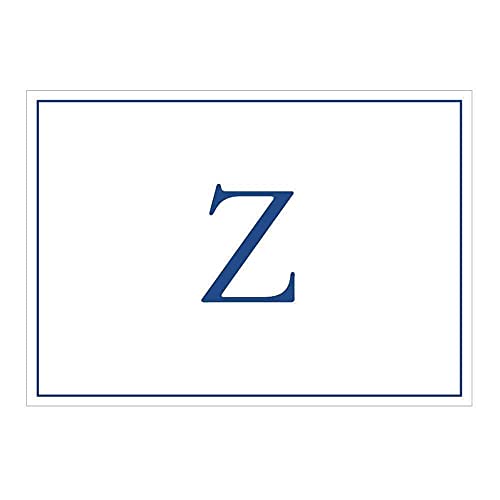 Caspari Navy Embossed Initials Boxed Note Cards in Letter Z, 8 Cards & Envelopes - color: Navy Z