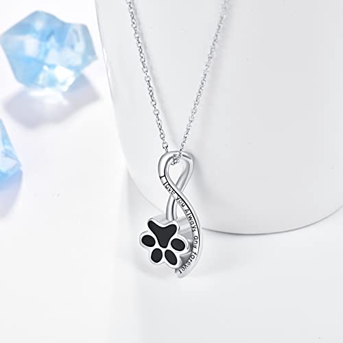 Dreamboat Urn Necklace for Dog Cat Ashes 925 Sterling Silver Pet Cremation Memorial Pendant Paw Print Ash Keepsake Jewelry for Women - color: Silver