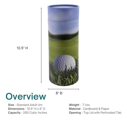 Golf Scattering Tube, Biodegradable Cremation Urn for Ashes, Adult Sized Cremation Urn, 12.5 Inches High - color: Golf, size: Large