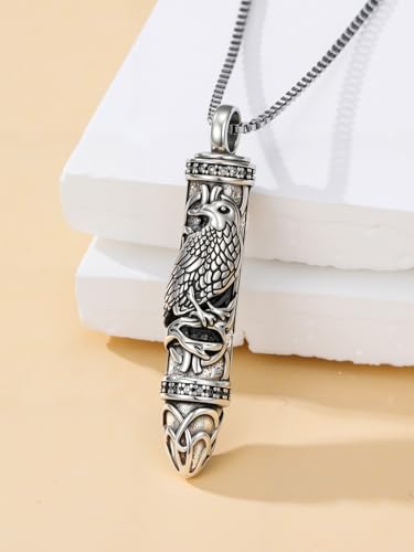 JKR Keepsake Urn Necklace for Ashes Cremation Jewelry Memorial Gift | Keepsake Necklace for Ashes Cremation Jewelry Sympathy Gifts for Loss of Loved One Women Men Dad Husband Mom Wife - style: 9-Bullet-Raven