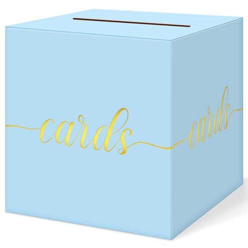 Elegant Light Blue Card Box for Party, Gold Foil Baby Shower Card Box - color: Z08 Light Blue