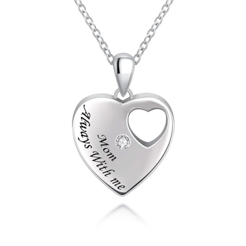 BEILIN 925 Sterling Silver Urn Necklace for Ashes for Women Keepsake Memorial Heart Cremation Jewelry for Ashes - style: Mom