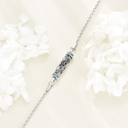 Urn Bracelet For Ashes 925 Sterling Silver Abalone Shell Cremation Keepsake Pendant Locket Bracelet For Women Men - style: Pet Wing