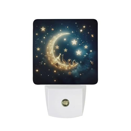 Moon and Starry Sky Night Light, Plug into Wall Decor Nightlights for Bedroom, Bathroom, Hallway, Kitchen, with Dusk to Dawn Light Auto Sensors LED Night Lights for Boys Girls Women Men Room Gifts - color: Moon and Starry Sky