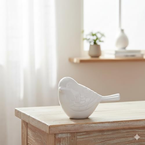 THE Homes Good White Song Bird Keepsake Urn, 4.75" L x 3" W x 3" H | Durable Aluminium, Cremation Memorial, Handcrafted, Funeral Urn