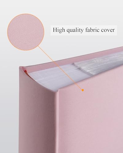 1DOT2 Photo Album for 4x6 Pictures with Writing Space, Pink | Holds 402 Photos,Linen Cover with Front Window, Acid-free Inner Pages, Ideal for Marriage Children Travel Family - color: Pink