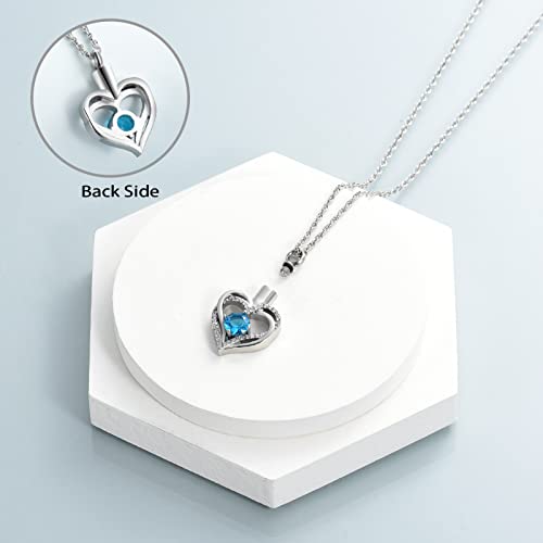 shajwo Cremation Jewelry Heart Urn Necklace for Ashes of Loved One - color: Silver-Light Blue