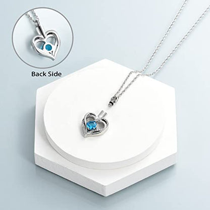 shajwo Cremation Jewelry Heart Urn Necklace for Ashes of Loved One - color: Silver-Light Blue