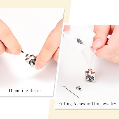 Oinsi Beer Bottle Cremation Jewelry for Ashes Stainless Steel Cylinder Tube Memorial Urn Necklace Keepsake Pendant Jewelry for Human Ashes with Filling Kits - color: B-Silver
