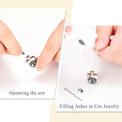 Oinsi Beer Bottle Cremation Jewelry for Ashes Stainless Steel Cylinder Tube Memorial Urn Necklace Keepsake Pendant Jewelry for Human Ashes with Filling Kits - color: B-Silver