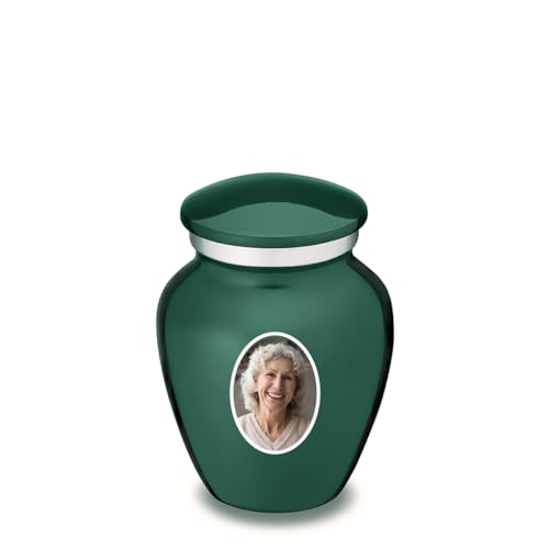 Embrace Keepsake Personalized Picture Cremation Urns for Human Ashes I Green Photo Funeral Urn for Men and Women with Double Side Engraving I 3.5 lbs - color: Green