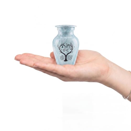 Emvency Urn for Ashes, Mini Metal, Keepsake Sharing Urns, Light Green - color: Aqua Marble