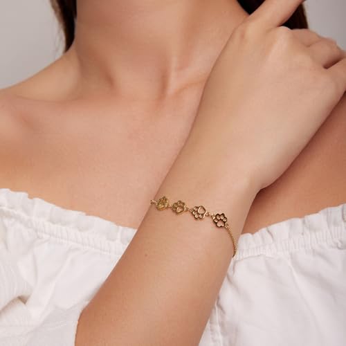 Silver Adjustable Bracelets 925 Sterling Silver Link Bracelets for Women Anniversary Birthday Christmas Jewelry for Women - color: Gold Cat