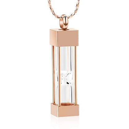 Imrsanl Glass Hourglass Urn Necklace Cremation Jewelry for Ashes - color: Rose Gold