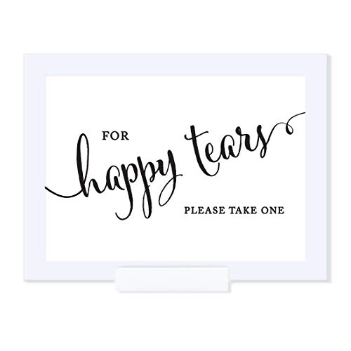 Andaz Press Wedding Framed Party Signs, Formal Black and White, 5x7-inch, For Happy Tears Tissue Kleenex Ceremony Sign, 1-Pack, Includes Frame - color: Activity Tissues