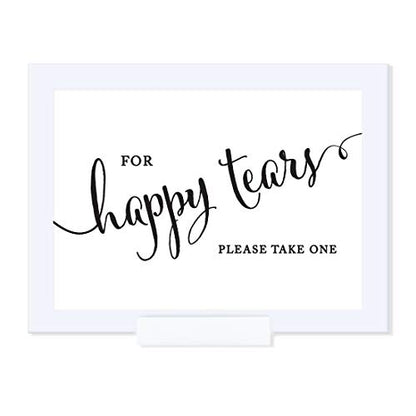 Andaz Press Wedding Framed Party Signs, Formal Black and White, 5x7-inch, For Happy Tears Tissue Kleenex Ceremony Sign, 1-Pack, Includes Frame - color: Activity Tissues