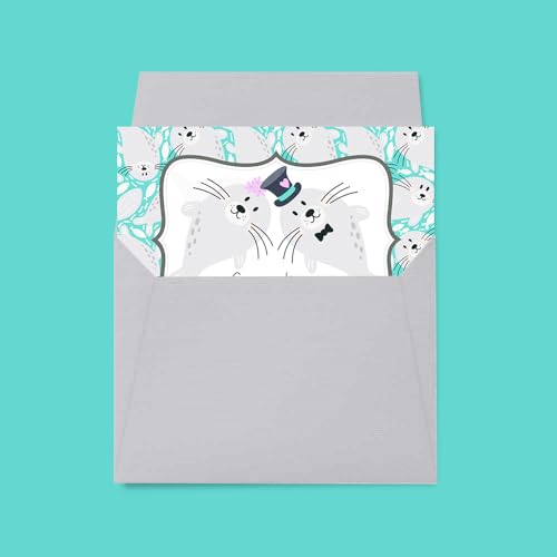 Funny Wedding Card for Newlyweds – Sealing the Deal Silly Seal Themed Greeting for Bride and Groom Wedding Day- Congratulations to the Happy Couple 4X6 inch Card with Silver Envelope Included - style: Seal