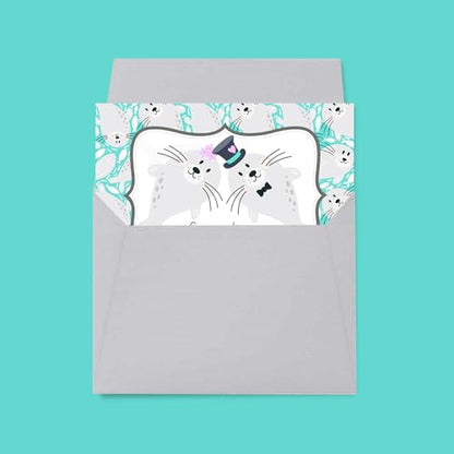 Funny Wedding Card for Newlyweds – Sealing the Deal Silly Seal Themed Greeting for Bride and Groom Wedding Day- Congratulations to the Happy Couple 4X6 inch Card with Silver Envelope Included - style: Seal