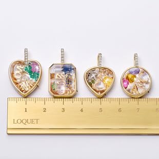 Women Locket Necklace Titanium steel Round 18K Gold Photo Lockets that Hold Picture Living Floating Memory Glass Locket Necklace for Family, Friends, Lovers - color: Gold rectangle