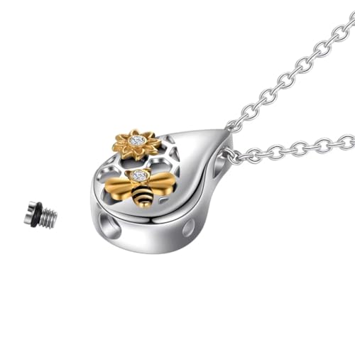 Turtle Angel Dog Butterfly Cremation Jewelry for Ashes Stainless Steel Urn Necklace Ash Holder for Women Men - style: waterdrop