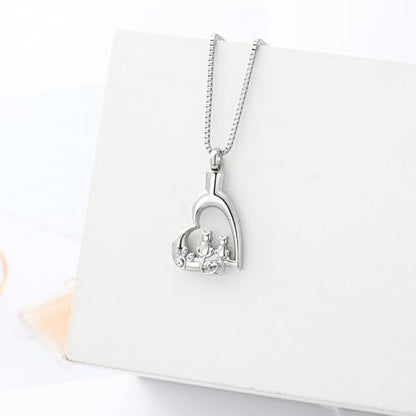 XSMZB Heart Paw Pet Cremation Jewelry for Ashes Cute Cat Memorial Urn Necklace for Women Men Pendant Ashes Holder Keepsake Jewelry - color: Silver