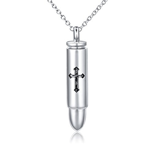 S925 Sterling Silver Urn Ashes Keepsake Cremation Memorial Necklace Jewelry - style: Cross