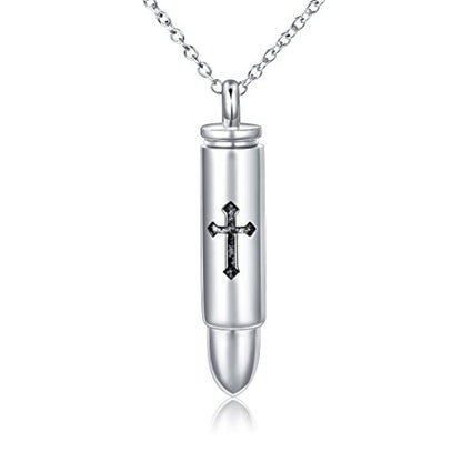 S925 Sterling Silver Urn Ashes Keepsake Cremation Memorial Necklace Jewelry - style: Cross