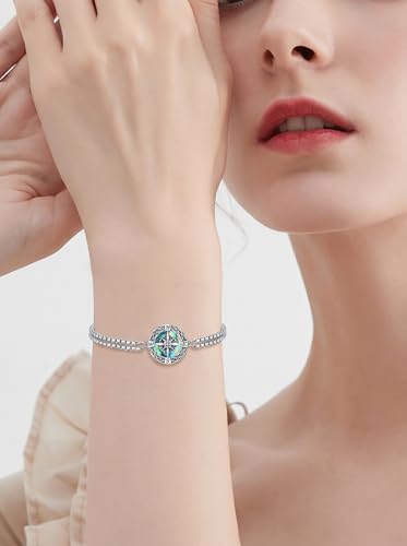 Urn Bracelet for Ashes Compass/Mountain/Sunflower/Volleyball Cremation Jewelry for Women Men - color: Compass