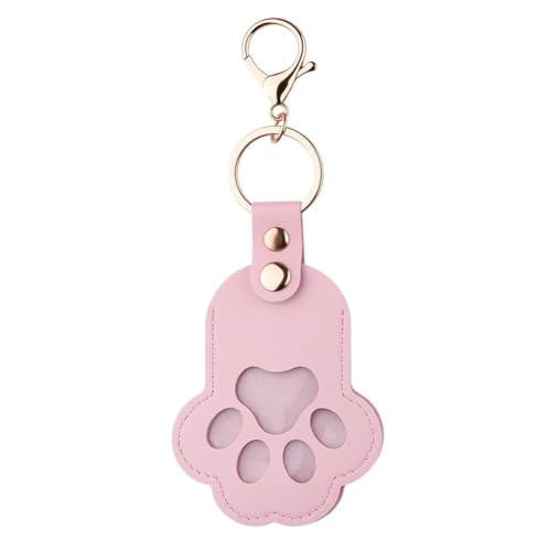 Pet Fur Keepsake Cat Dog Hair Storage Keychain for Dogs Cats Sympathy Remembrance Gift Photo Holder Keychains - color: Pink