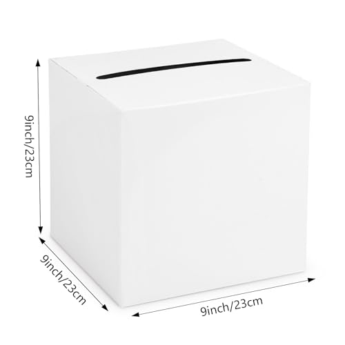 Hooqict White Card Box with Slot 9.1" Wedding Grad Gift Card Box Holder for Party Reception, Graduation, Birthday, Retirement, Bridal or Baby Shower, Raffle Ticket Money Envelope - color: White