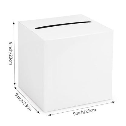 Hooqict White Card Box with Slot 9.1" Wedding Grad Gift Card Box Holder for Party Reception, Graduation, Birthday, Retirement, Bridal or Baby Shower, Raffle Ticket Money Envelope - color: White