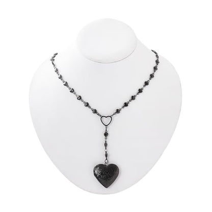 Personalized Heart Locket Necklace for Women Stainless Steel- Heart Necklace - color: Black-D