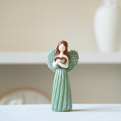 Remembrance Angel Figurines,Sympathy Gifts for Loss of Loved One,Grief Gifts for Women,Memorial Gifts to Hold Each One Safely in Your Heart,Hand-Painted Figurine.Life was a willow branch heart. - color: Green
