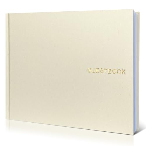 Elegant Linen Wedding Guset Book for Reception, Wedding Guest Book Alternative, Baby Shower, Bridal Shower and Special Events - 50 Blank +50 Line Pages - color: A-cream